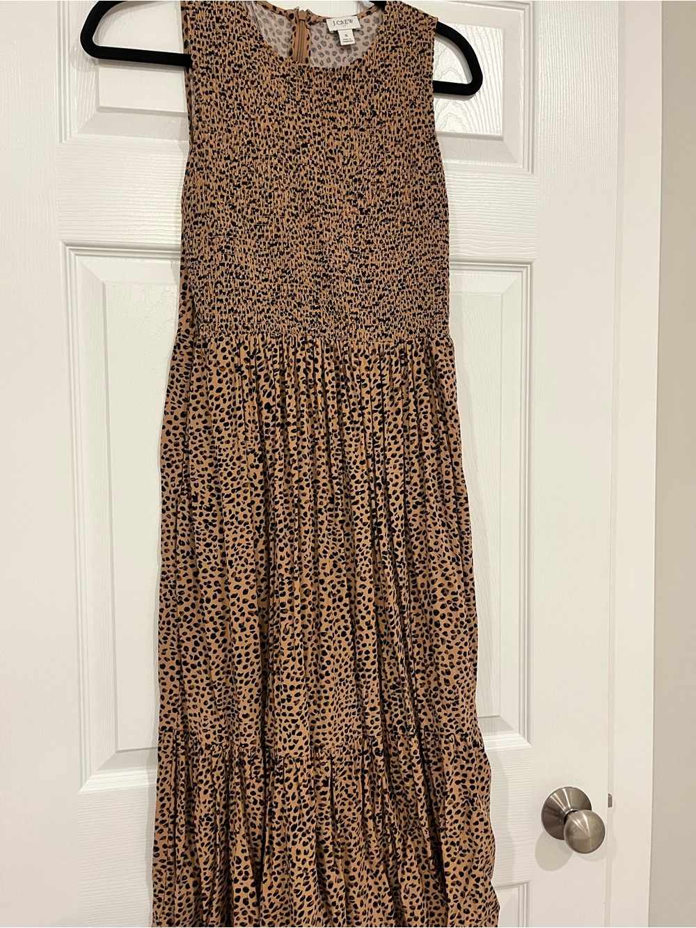 J.Crew Smocked Leopard Print Midi Dress Size S CC795